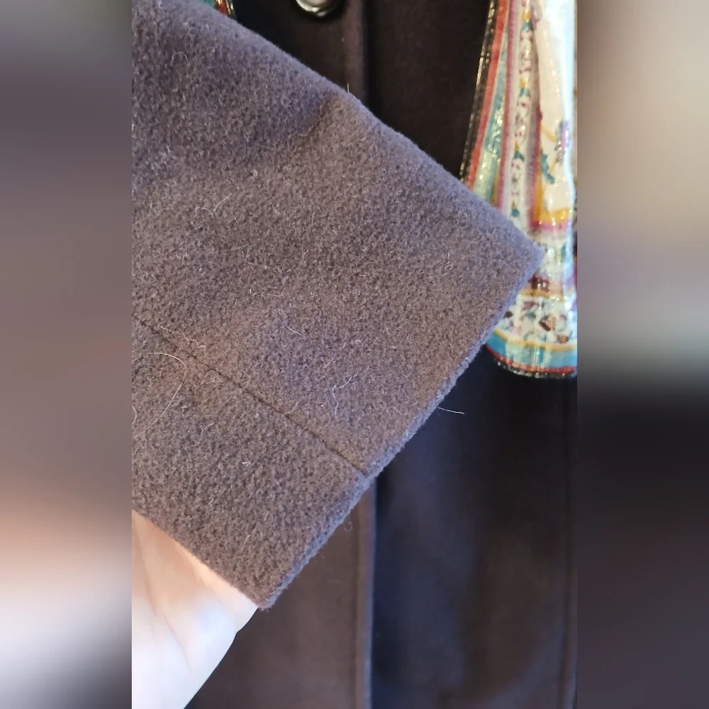 Worthington Burgundy Wool Coat Size M Classic Single‑Breasted Style with Scarf